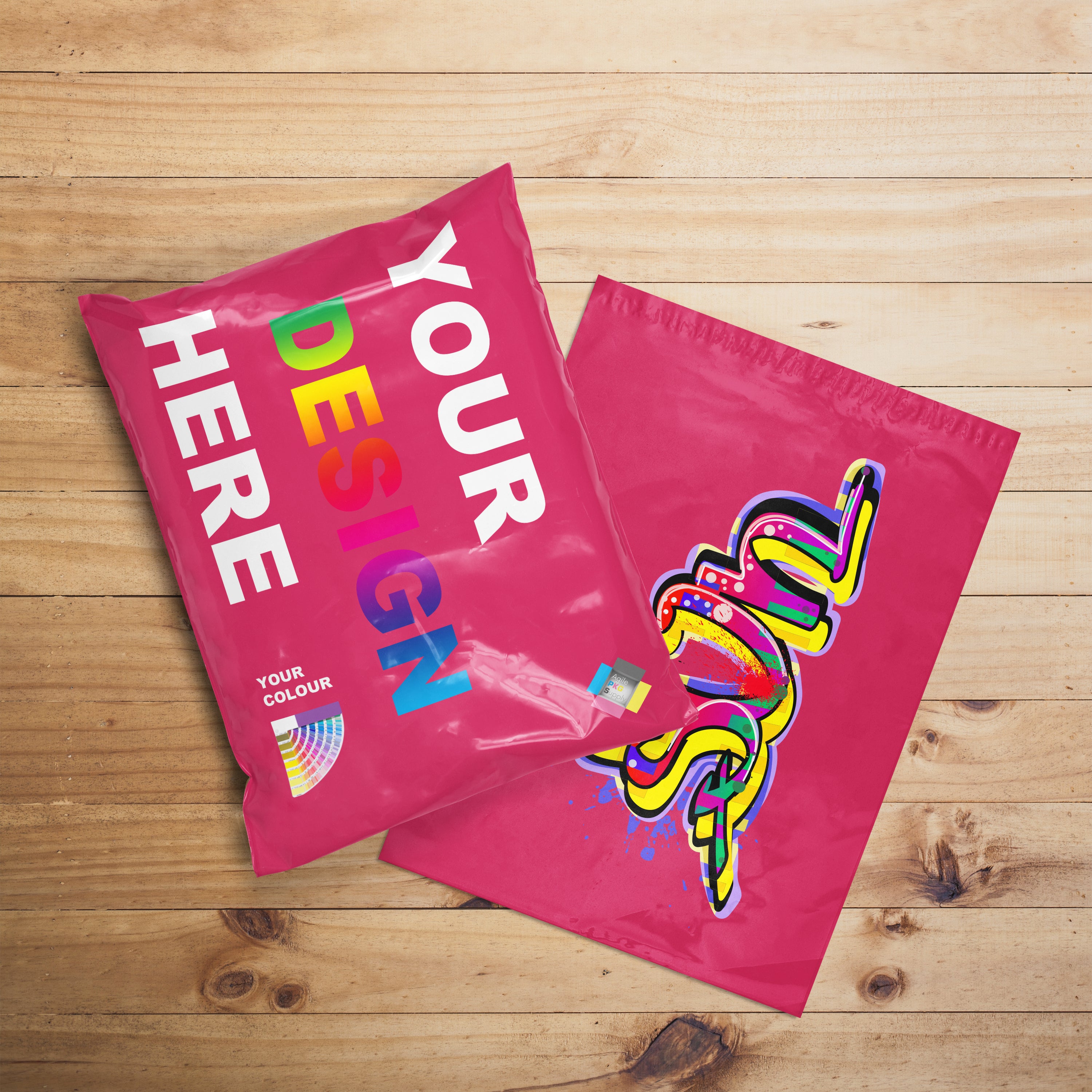 Glossy Hot Pink Poly Mailers